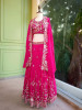 Ira Magenta Embroidered Crop Top Skirt Set with Cape Dupatta