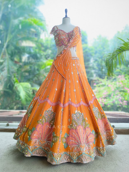Solaris Petal Orange Satin Silk & Soft Net
