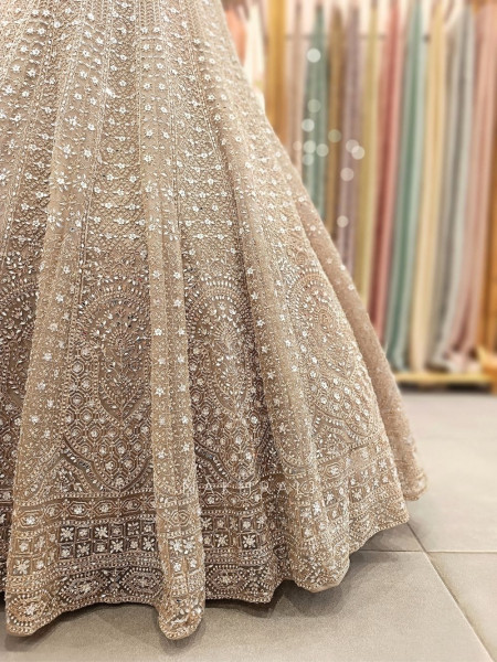 Sharmila Grey Net Lehenga with Sequin and Cut Dana Work