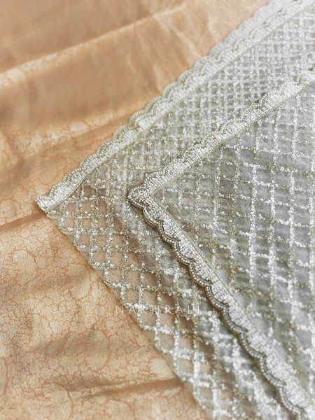 Chandani Moonlight Cream Net Saree with Running blouse