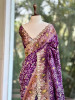 Zoraya Purple Ghatchola Saree with Elephant Motif Border