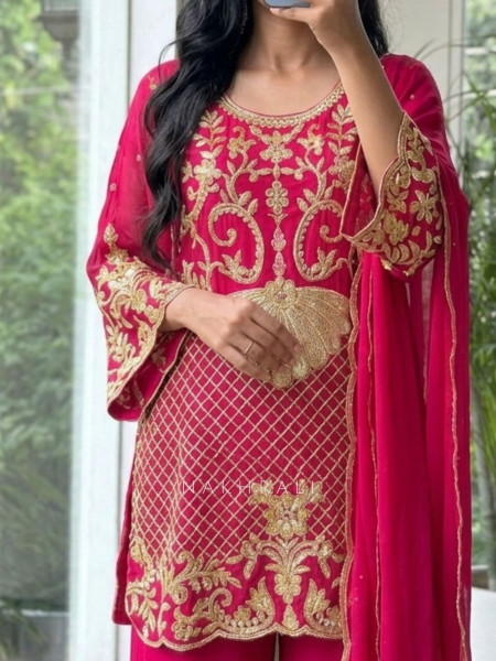 Noor-Bagh Embroidered Magenta Suit Set