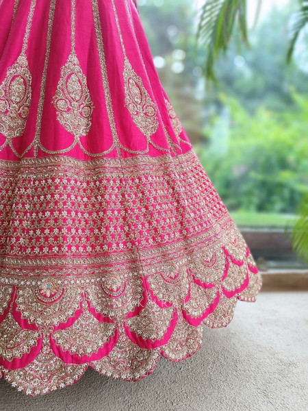 Rosalind Magenta Raw Silk Unstitched Bridal Lehenga