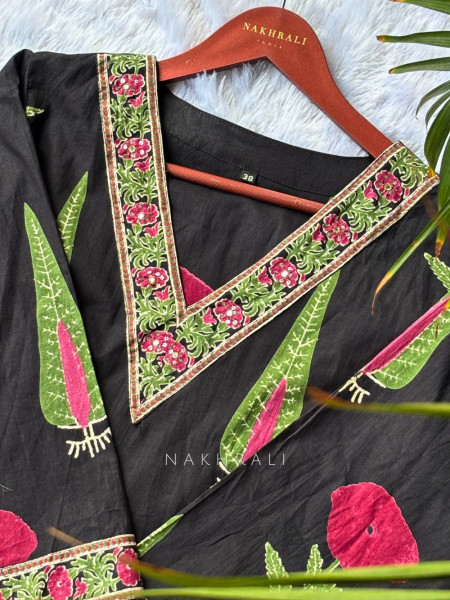 Anvika Black Floral Cotton Suit Set