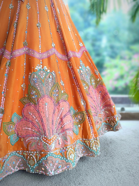 Solaris Petal Orange Satin Silk & Soft Net