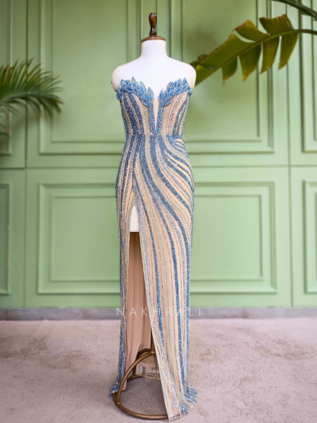 Fuchsia Flame Golden Soft Net Gown