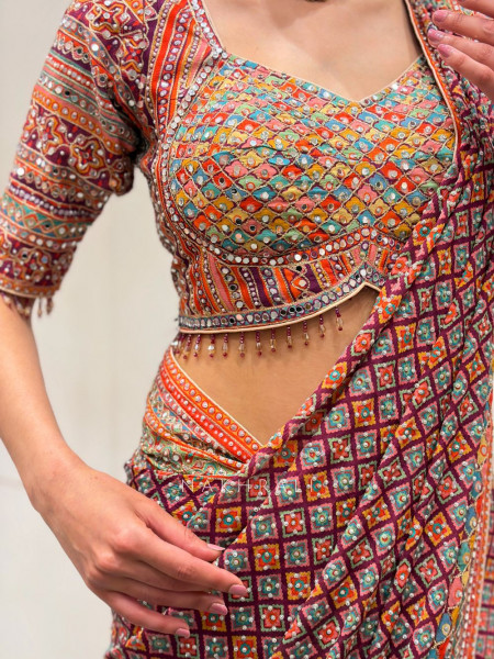 Rangvaari Multicolor Sequin Work Saree
