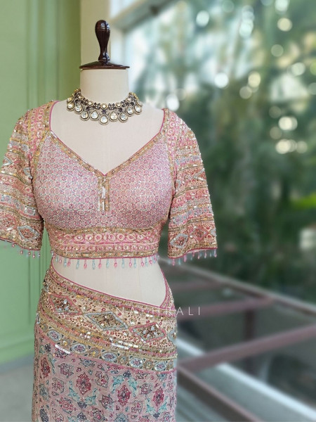 Riyaasat Cream Saree with Pastel Print and Sequin Work