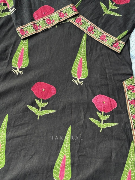 Anvika Black Floral Cotton Suit Set