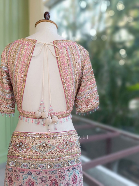 Riyaasat Cream Saree with Pastel Print and Sequin Work