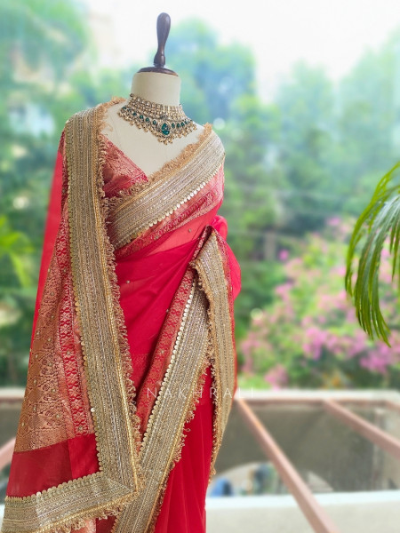 Vraj Ras Banarasi Tissue Silk Saree – Hand Embroidery & Zari Border