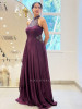 Elowen Wine Halter Neck Long Dress with Cut Dana Work