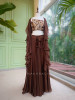 Noirya Brown Indo Western Drape Skirt Set with Sequin Work