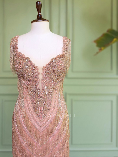 Gilded Aurora Light Pink Soft Net Gown