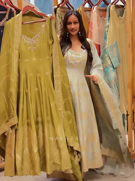 Tavisha Green Banarasi Weave Anarkali