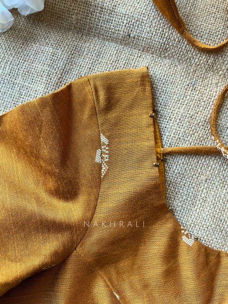 Miwa Yellow Silk Blouse with Ikat Butti