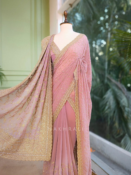 Ajmal Purple Two-Piece Saree Set with Dupatta