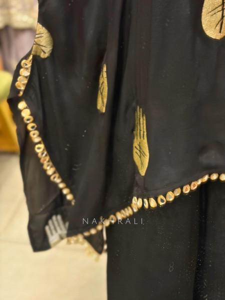 Kaelith Noir Hand Motif Kaftan Palazzo Set