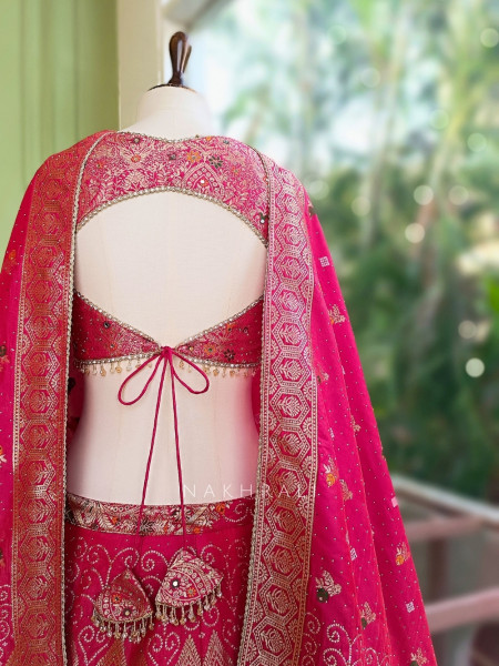Madhulika Red Banarasi Katan Silk Lehenga Set With Zari Brocade Work