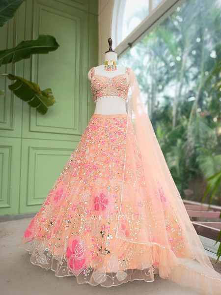 Peach Petal Lehenga - Party Wear Lehenga Collection