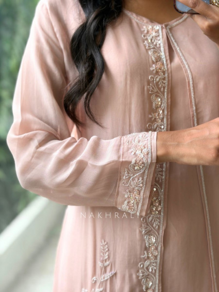 Ananya Pink Viscose Georgette Sharara Jacket Set