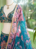 Nishaara Teal Blue Organza Silk Lehenga Set