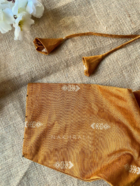 Miwa Yellow Silk Blouse with Ikat Butti