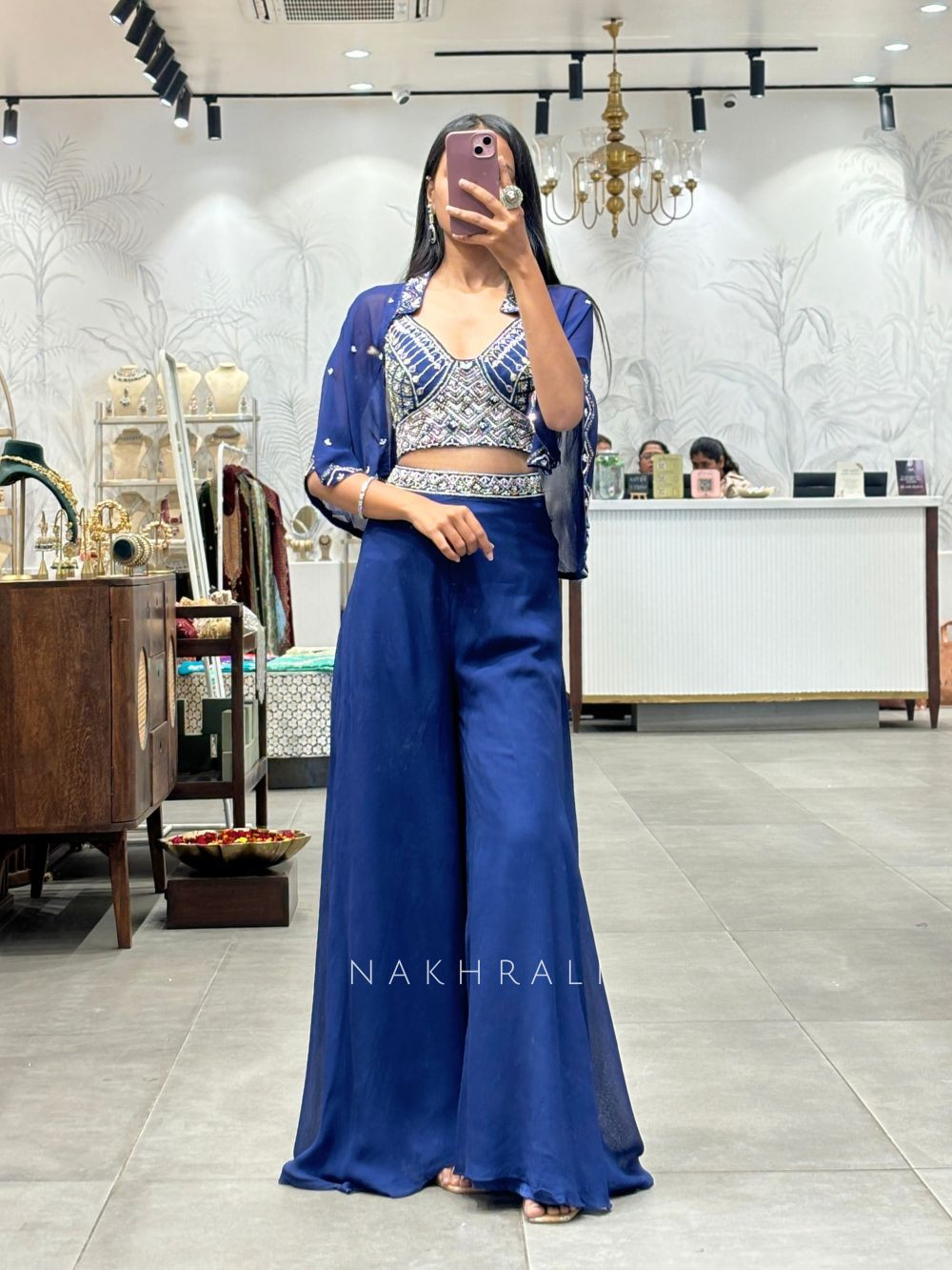 Palazzo Design Party Wear Crop Top With Palazzo Long Party Wear