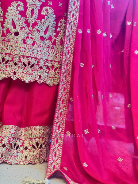 Midnight Grace Magenta Zari & Stone Garara Set