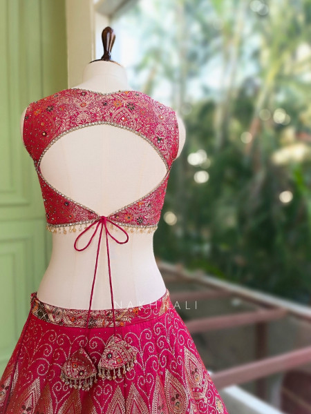 Madhulika Red Banarasi Katan Silk Lehenga Set With Zari Brocade Work