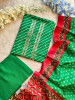 Saanjh Green Bandhani Print Dress Material with Gota Patti Neck Work