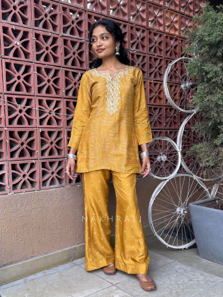Tarini Yellow Pant Kurta Set with Lace Detail