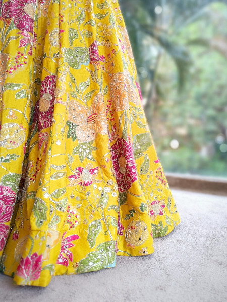 Aayra Yellow Lehenga with Radiant Mirror Embroidery