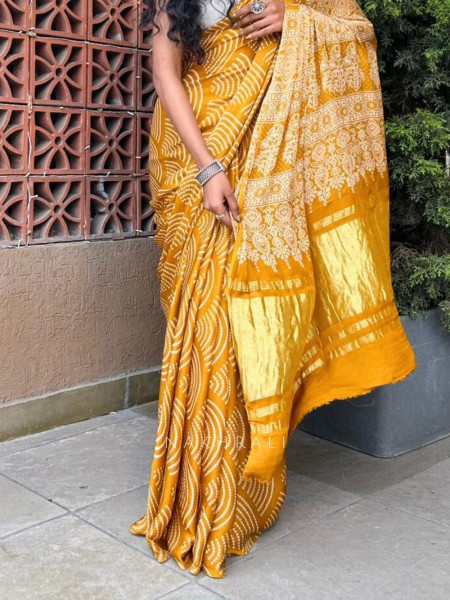 Peetvarn Yellow Saree with Statement Pallu Design