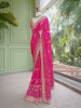 Surahi Magenta Pure Georgette Crepe Silk Bandhani Saree with Gota Patti Zardozi Border