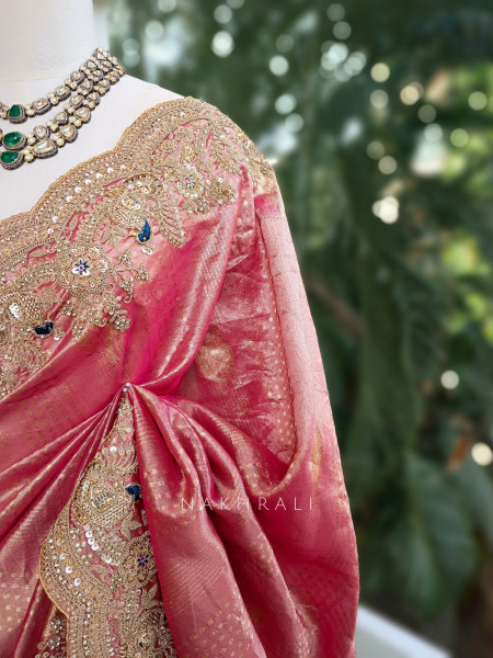 Tanisha Magenta Saree with Zari, Sequin and Beads Work