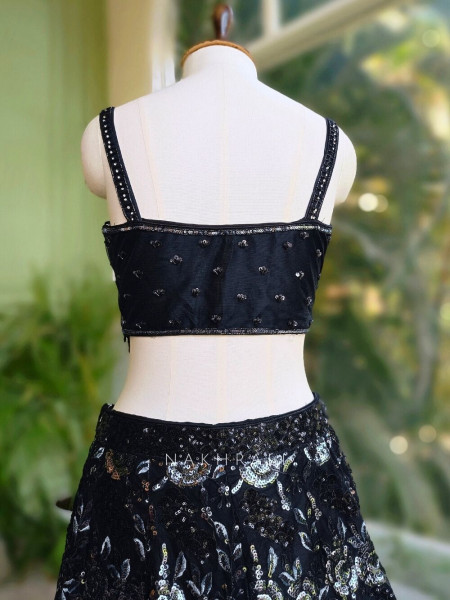 Smoked Glow Black Lehenga with Sequin and Pearl Work