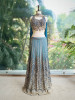Serenya Blue Sequin Palazzo Set with Choker Dupatta