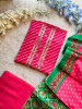 Saanjh Magenta Bandhani Print Dress Material with Gota Patti Neck Work