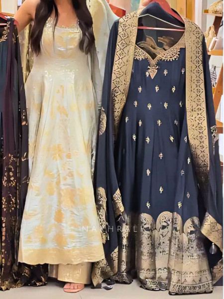 Noorika Black Banarasi Weave Anarkali