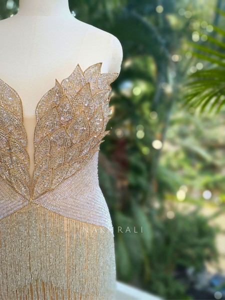 Lustra Gold Sequin Fringe Dress