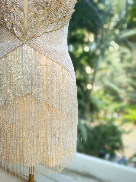 Lustra Gold Sequin Fringe Dress