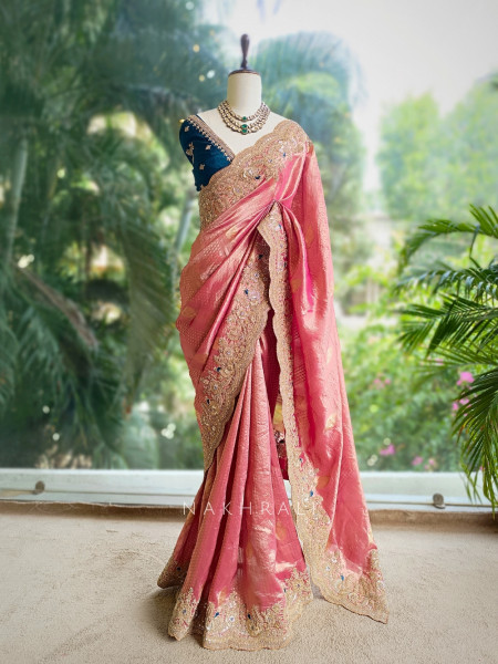 Tanisha Magenta Saree with Zari, Sequin and Beads Work