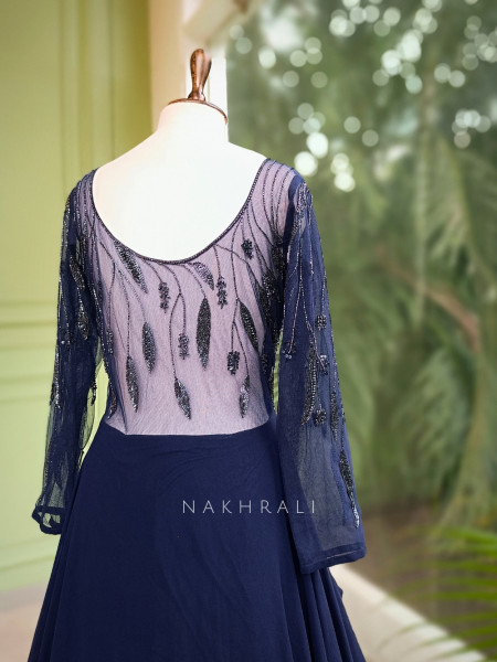 Eclipse Noir Blue Gown with Sequin and Cut Dana Work