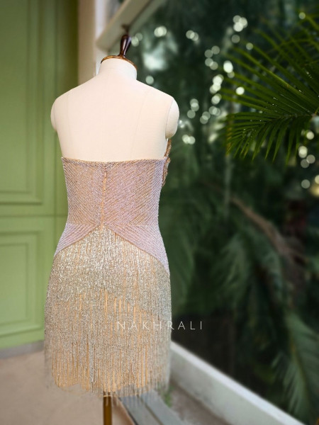 Lustra Gold Sequin Fringe Dress