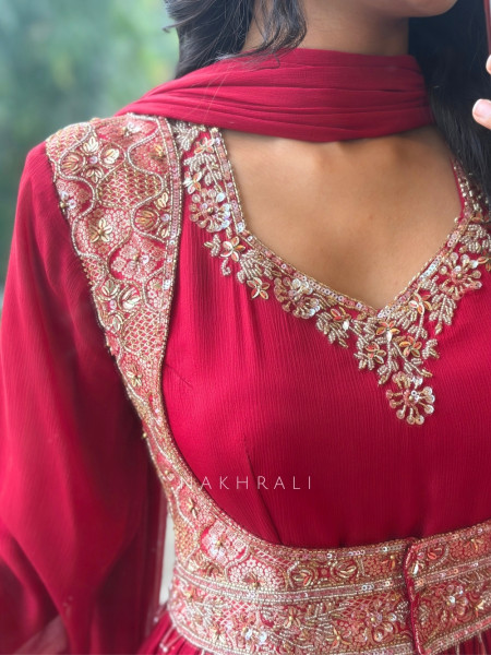 Siara Maroon Jacket-Style Anarkali