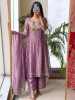 Meadow Mint Purple Metallic Anarkali Suit Set