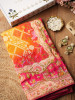 Heritage Bloom Mustard Gaji Silk Saree With Bandhani, Marodi &amp; Gota Work
