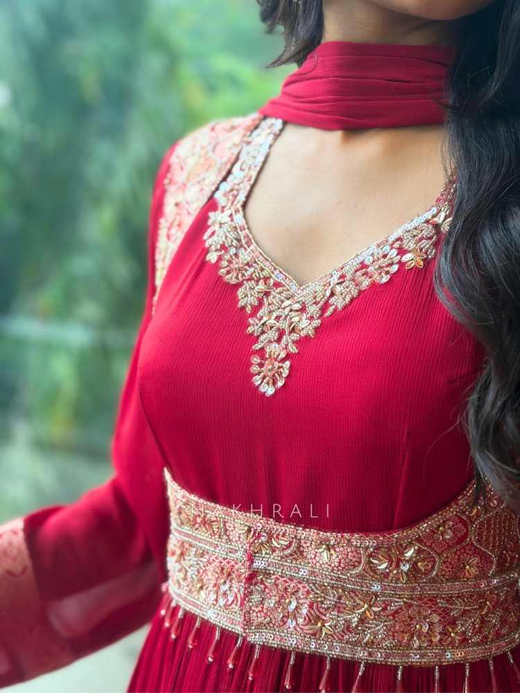 Image of Siara Maroon Jacket-Style Anarkali
