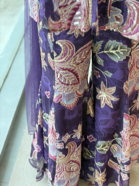 Gulbahar Purple Indo-Western Peplum Sharara Set